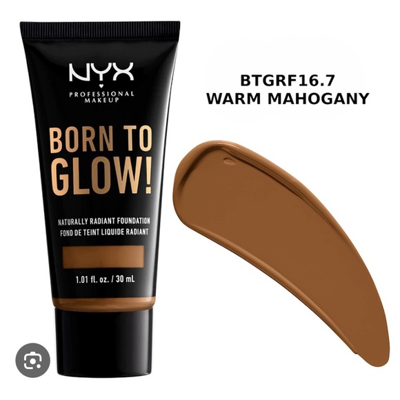 NEW - Nyx Cosmetics ‘Born to Glow’ Foundation in “Warm Mahogany” - Picture 1 of 13